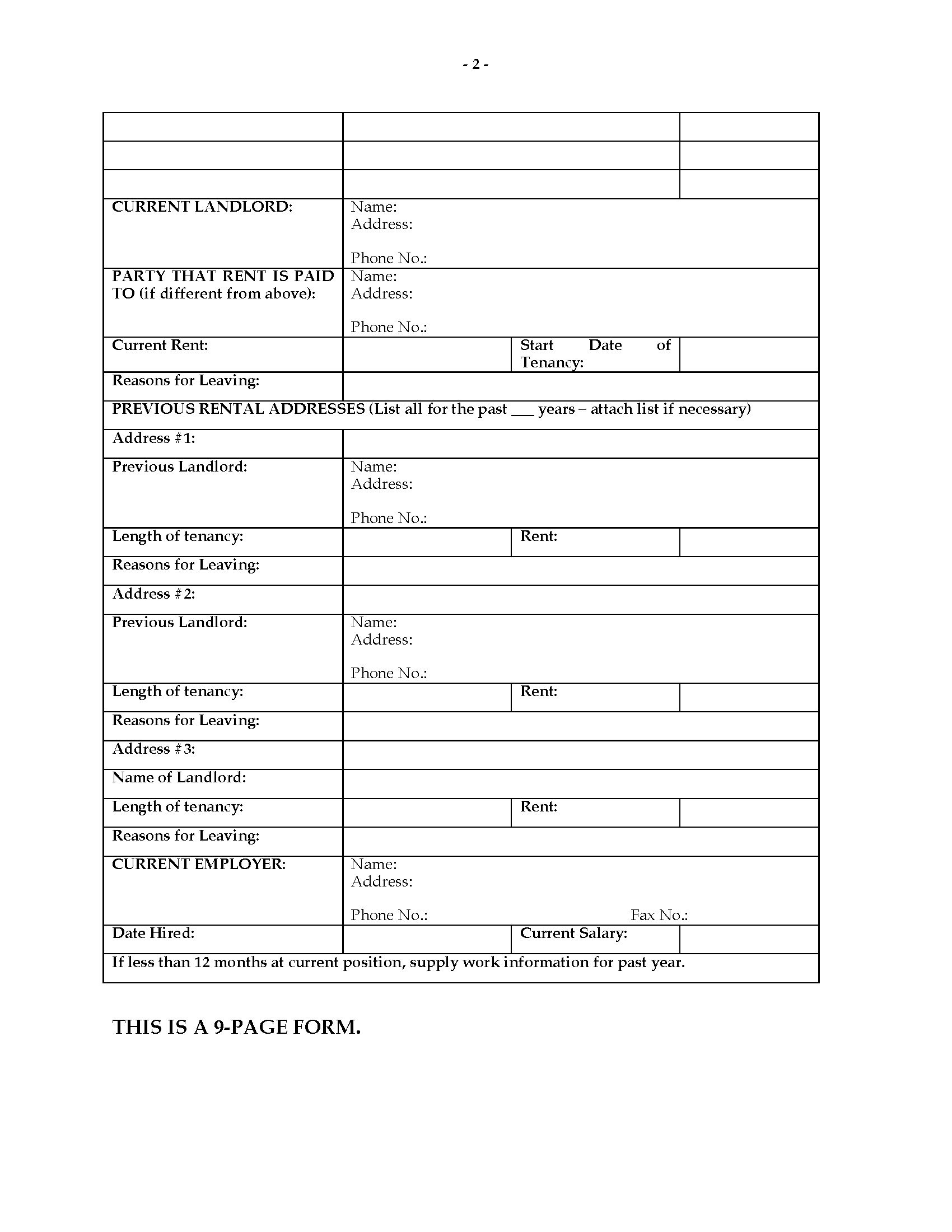 Florida Rental Application Form Legal Forms And Business Templates 2374