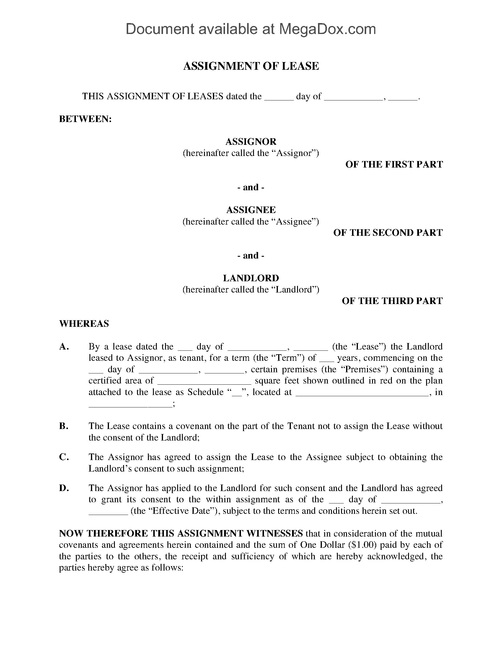 assignment of lease precedent