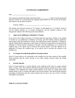Picture of Co-Tenant Agreement