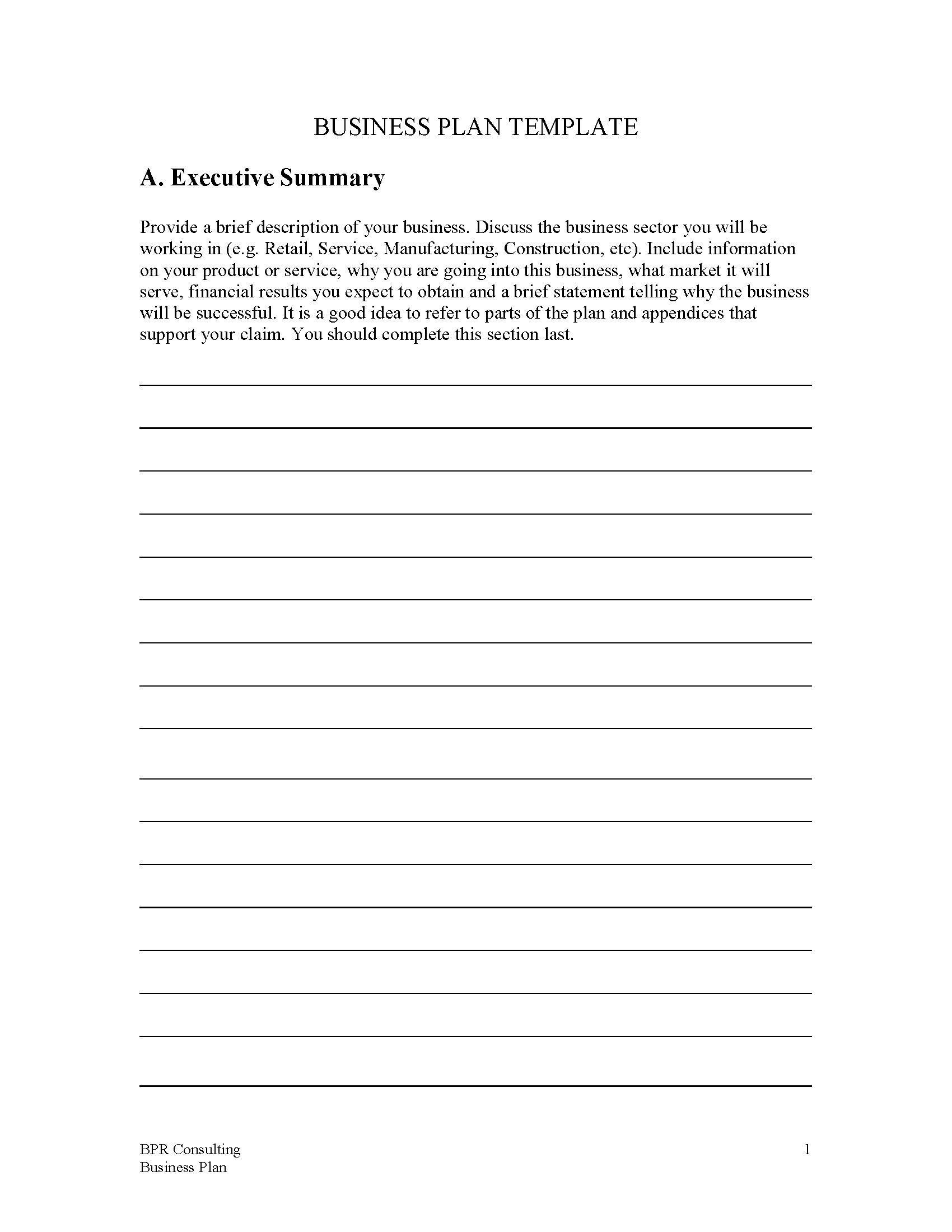 canadian business plan template