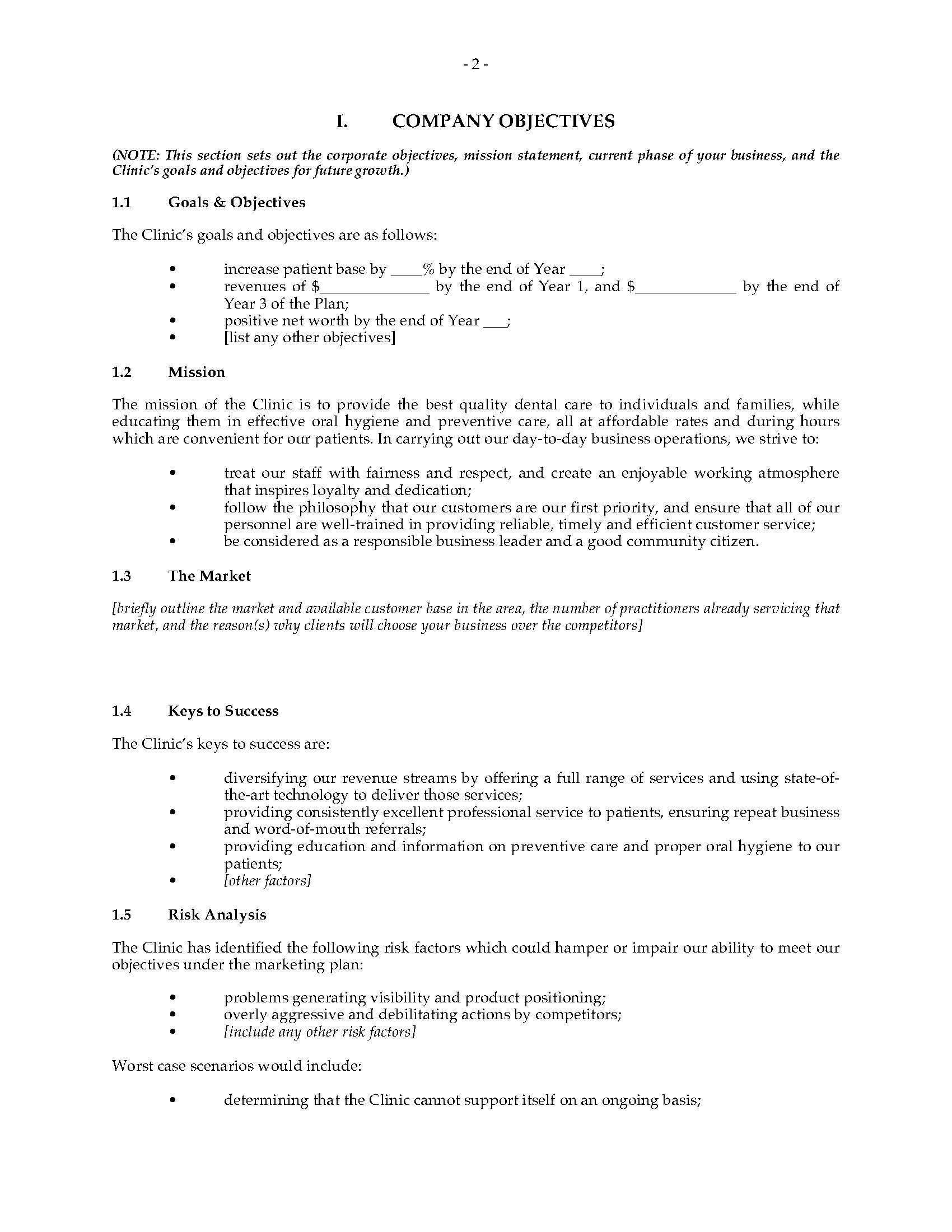 Dental Office Business Plan Template Legal Forms and Business