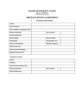 Picture of Aircraft Rental Agreement