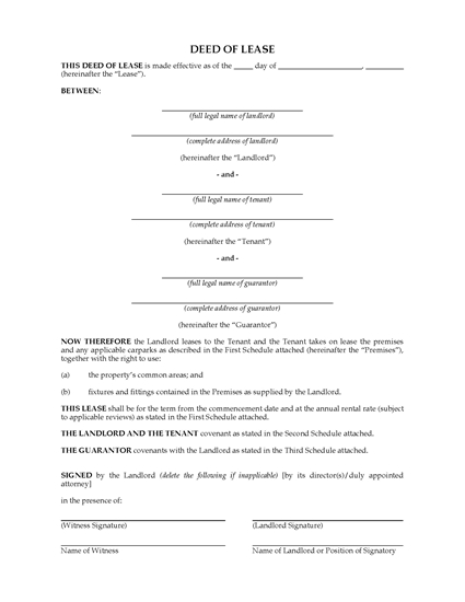 deed of assignment of lease nz