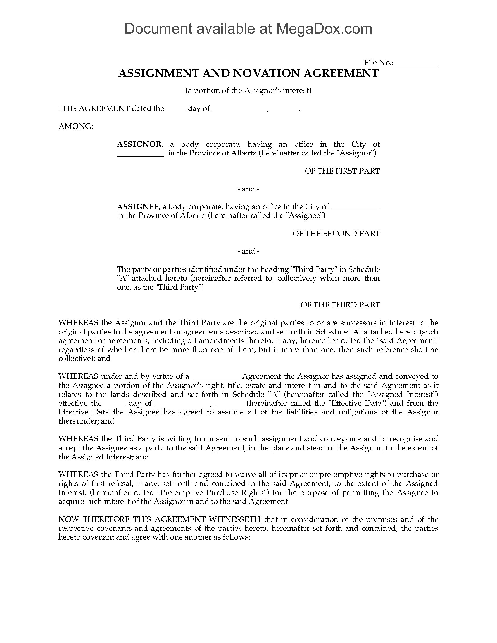 Novation Agreement Template Australia HQ Printable Documents