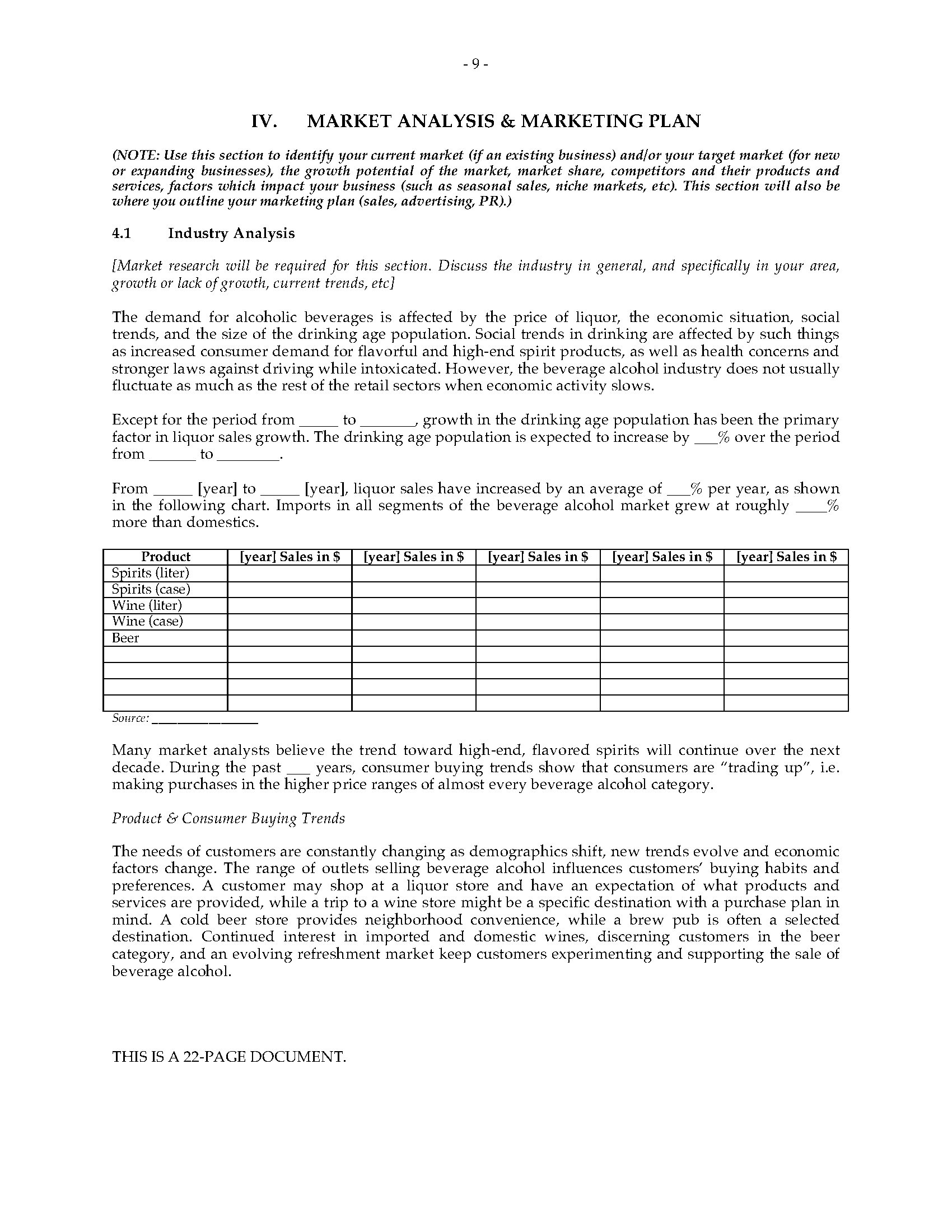 bookstore business plan template free
