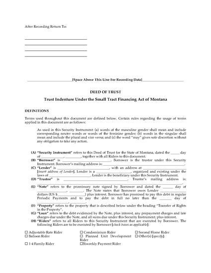 Picture of Montana Deed of Trust