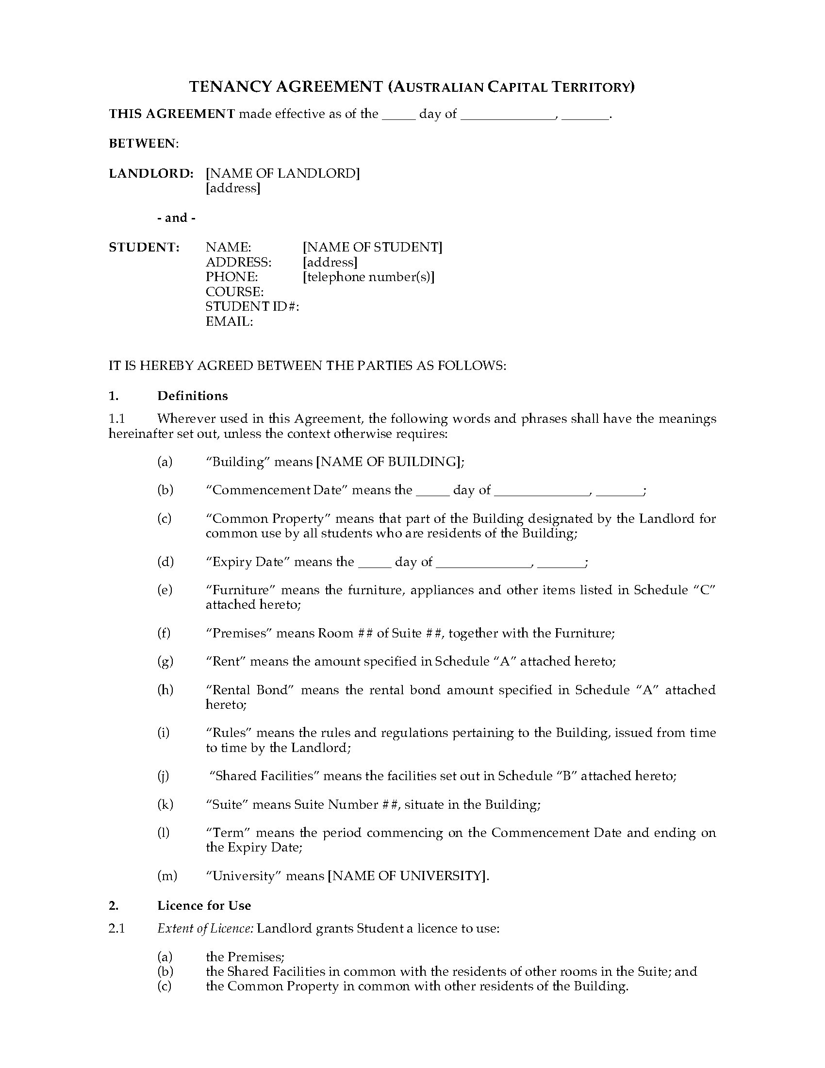 Tenancy Agreement Template Pdf PDF Template