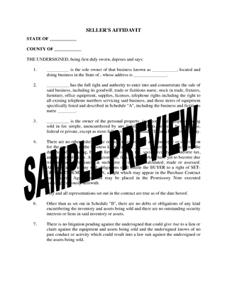 Picture of Affidavit of Seller of Business Assets | USA