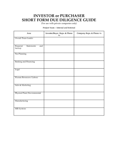 Picture of Due Diligence Guide for Private Company Investment or Purchase