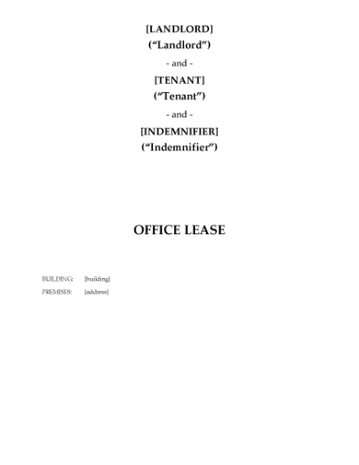 Picture of Office Lease and Indemnity Agreement | Canada