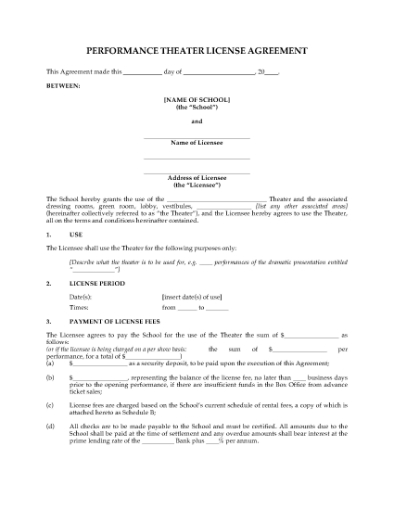 Picture of Performance Theater License Agreement