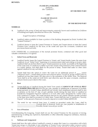 Picture of Illinois Commercial Lease Agreement