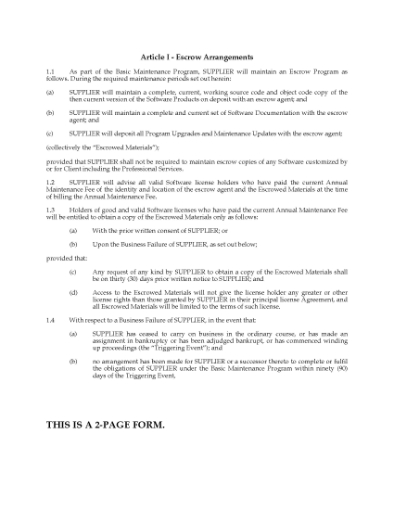 Picture of Software Escrow Arrangement Clauses