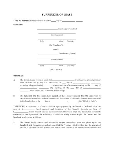 Picture of USA Surrender of Commercial Lease