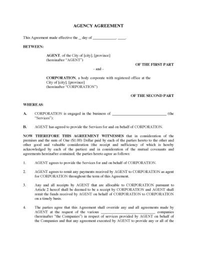 Picture of Agency Agreement | Canada