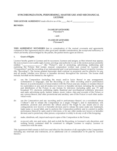 Picture of Blanket Synchronization & Master Use License