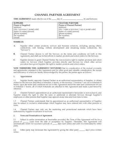 Picture of Channel Partner Agreement | Canada