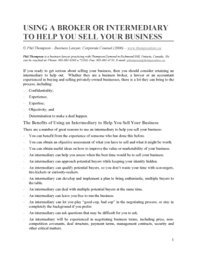 Picture of Using a Broker to Help You Sell Your Business