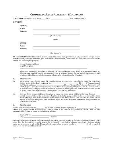 Picture of Colorado Commercial Triple Net Lease Agreement