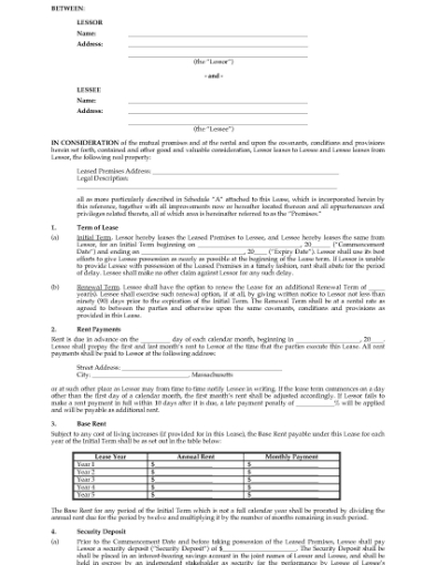 Picture of Massachusetts Commercial Triple Net Lease Agreement