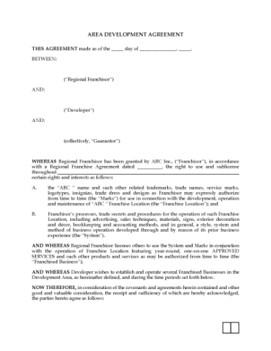 Picture of Franchise Area Development Agreement | USA