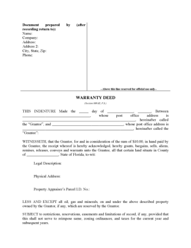 Picture of Florida Warranty Deed Form