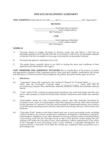 Picture of Website Development Agreement | USA