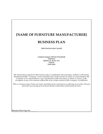 Picture of Furniture Manufacturer Business Plan