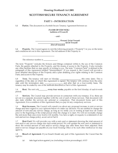 Picture of Scottish Secure Tenancy Agreement