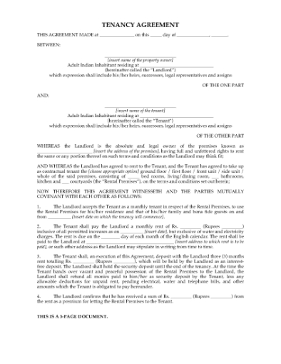 Picture of India Monthly Tenancy Agreement