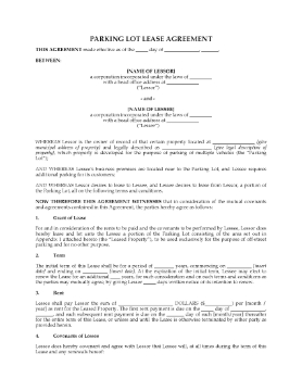 Picture of Parking Lot Lease Agreement