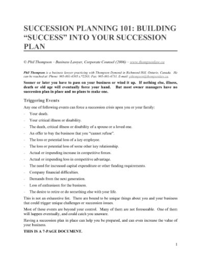 Picture of Succession Planning 101 - Building Success Into Your Succession Plan