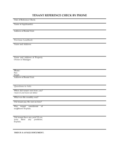 Picture of Tenant Reference Check by Phone