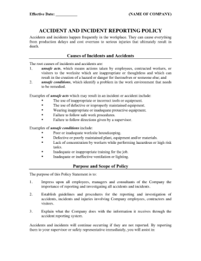 Picture of Accident and Incident Reporting Policy