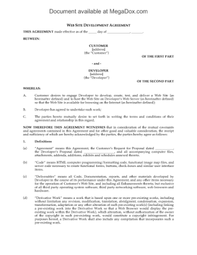 Picture of Website Development Agreement