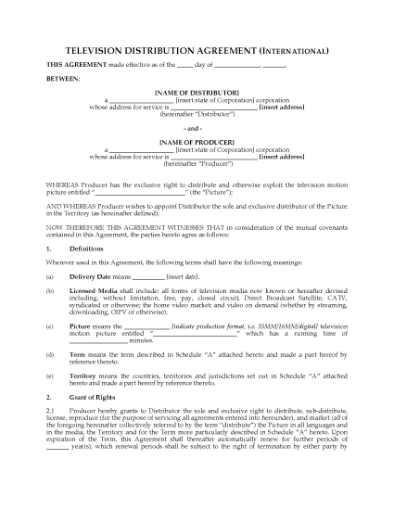 Picture of International Television Distribution Agreement