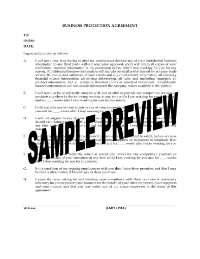 Picture of Business Protection Agreement for Departing Employee