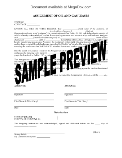 Picture of Assignment of Oil and Gas Leases | USA