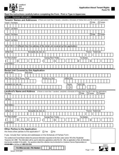 Picture of Ontario Application About Tenant Rights