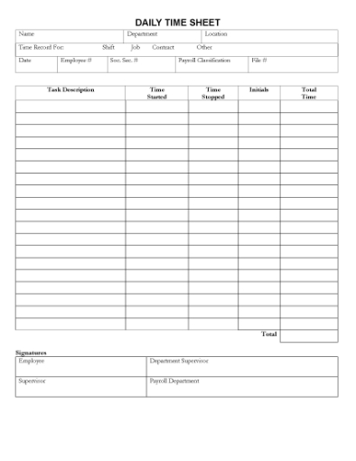 Picture of Daily Time Sheet