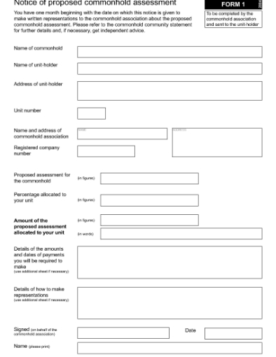 Picture of Notice of Proposed Commonhold Assessment | UK