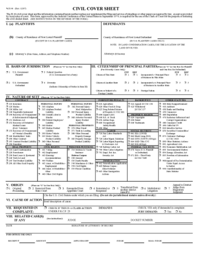 Picture of Civil Cover Sheet | USA