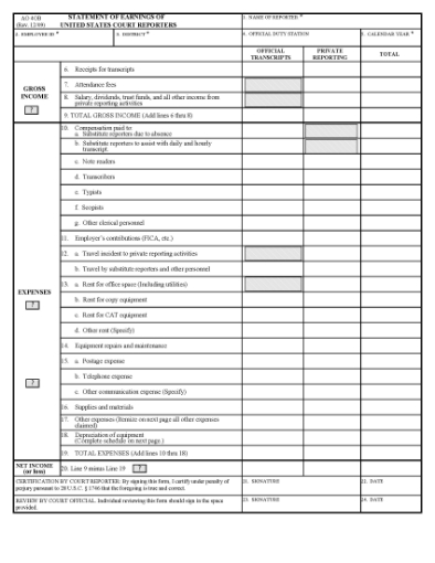 Picture of Statement of Earnings of Court Reporters | USA