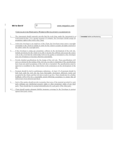 Picture of Checklist for Website Development Agreements