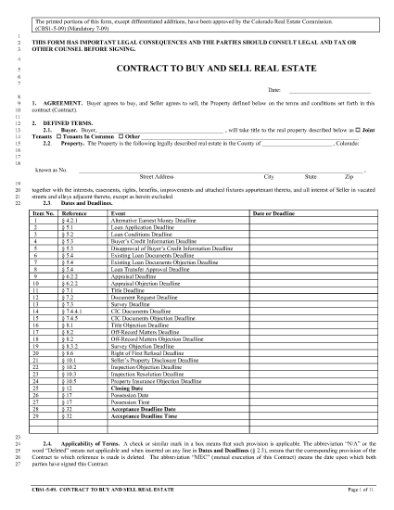 Picture of Colorado Contract to Buy and Sell Real Estate