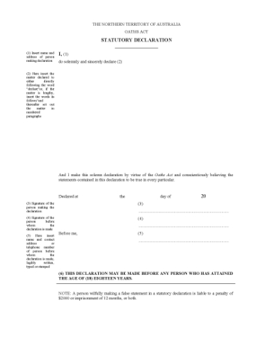 Picture of NT Statutory Declaration