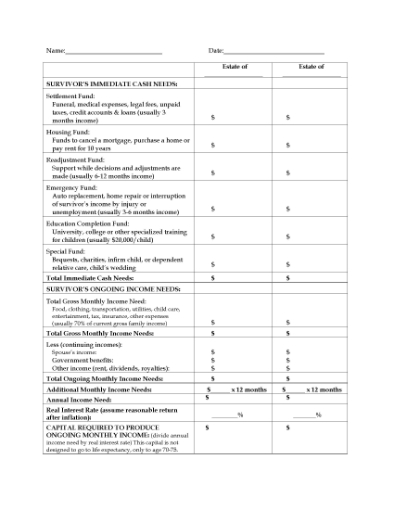 Picture of Estate Planning Analysis Worksheet