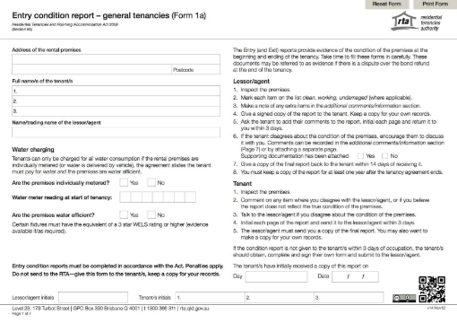 Picture of Queensland Entry Condition Report - General Tenancies