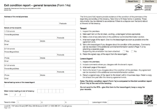 Picture of Queensland Exit Condition Report - General Tenancies