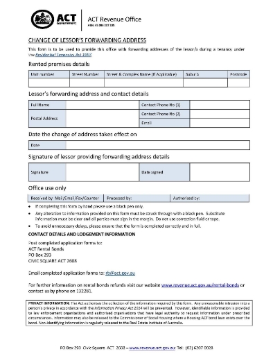 ACT change lessor forwarding address